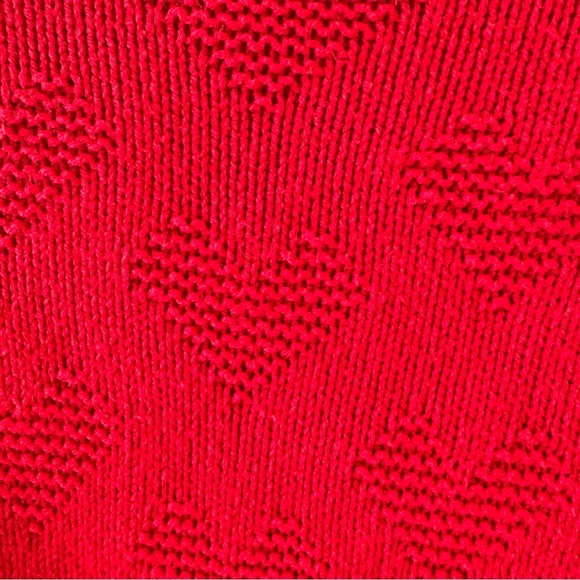 Loft red heart print bateau neck sweater balloon long sleeve cotton blend Sz XS - Picture 3 of 8